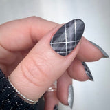 Metallic Raven Plaid Nail Wraps