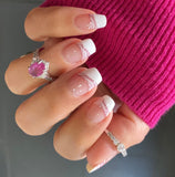 Glitter Glam Pink French Nail Wraps