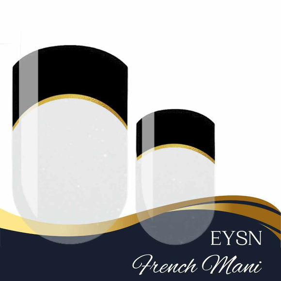 Tipped in Black & Gold French Nail Wraps