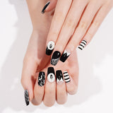 New! Black & White Fright Deluxe Semi-Cured Gel Nail Strips