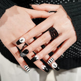New! Black & White Fright Deluxe Semi-Cured Gel Nail Strips