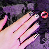 New! Black & White Fright Deluxe Semi-Cured Gel Nail Strips