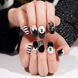 New! Black & White Fright Deluxe Semi-Cured Gel Nail Strips