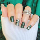 Hunter Green Linen Nail Wraps