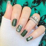 Hunter Green Linen Nail Wraps