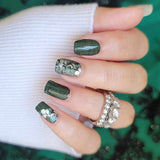 Hunter Green Linen Nail Wraps