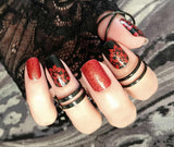 Crimson Blooms Nail Wraps