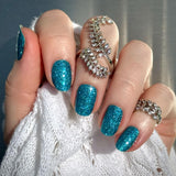 Turquoise Plaid Glitter Nail Wraps