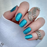 Turquoise Plaid Glitter Nail Wraps