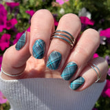 Turquoise Plaid (Full Set) Nail Wraps