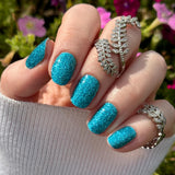 Turquoise Plaid Glitter Nail Wraps