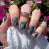 Turquoise Plaid (Full Set) Nail Wraps