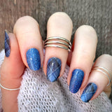 Cobalt Plaid Nail Wraps