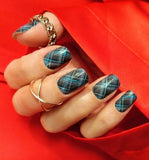 Turquoise Plaid (Full Set) Nail Wraps