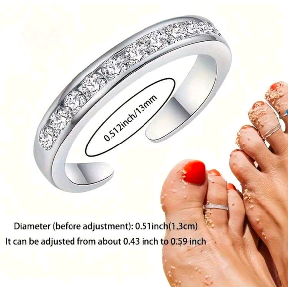 Toe Ring - Bling (Silvertone)