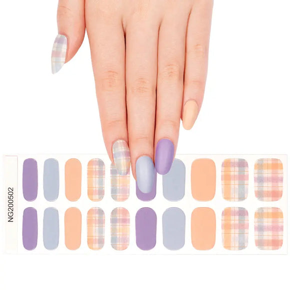Pastel Patchwork Plaid Gel Nail Wraps (NG502)