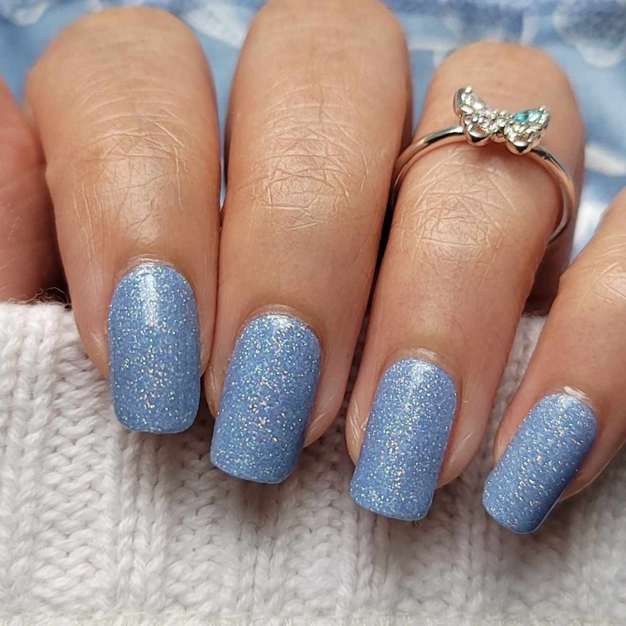 Light Blue Glitter Nail Polish Strips Wrap