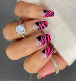 Pink Zebra French Nail Wraps
