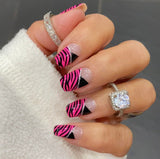 Pink Zebra French Nail Wraps