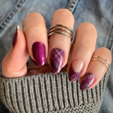 Raspberry Plaid French Nail Wraps
