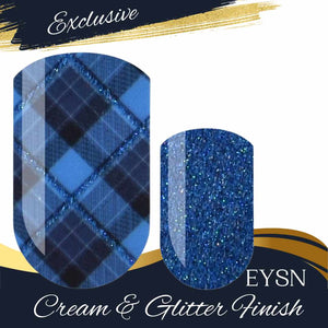 Cobalt Plaid Nail Wraps