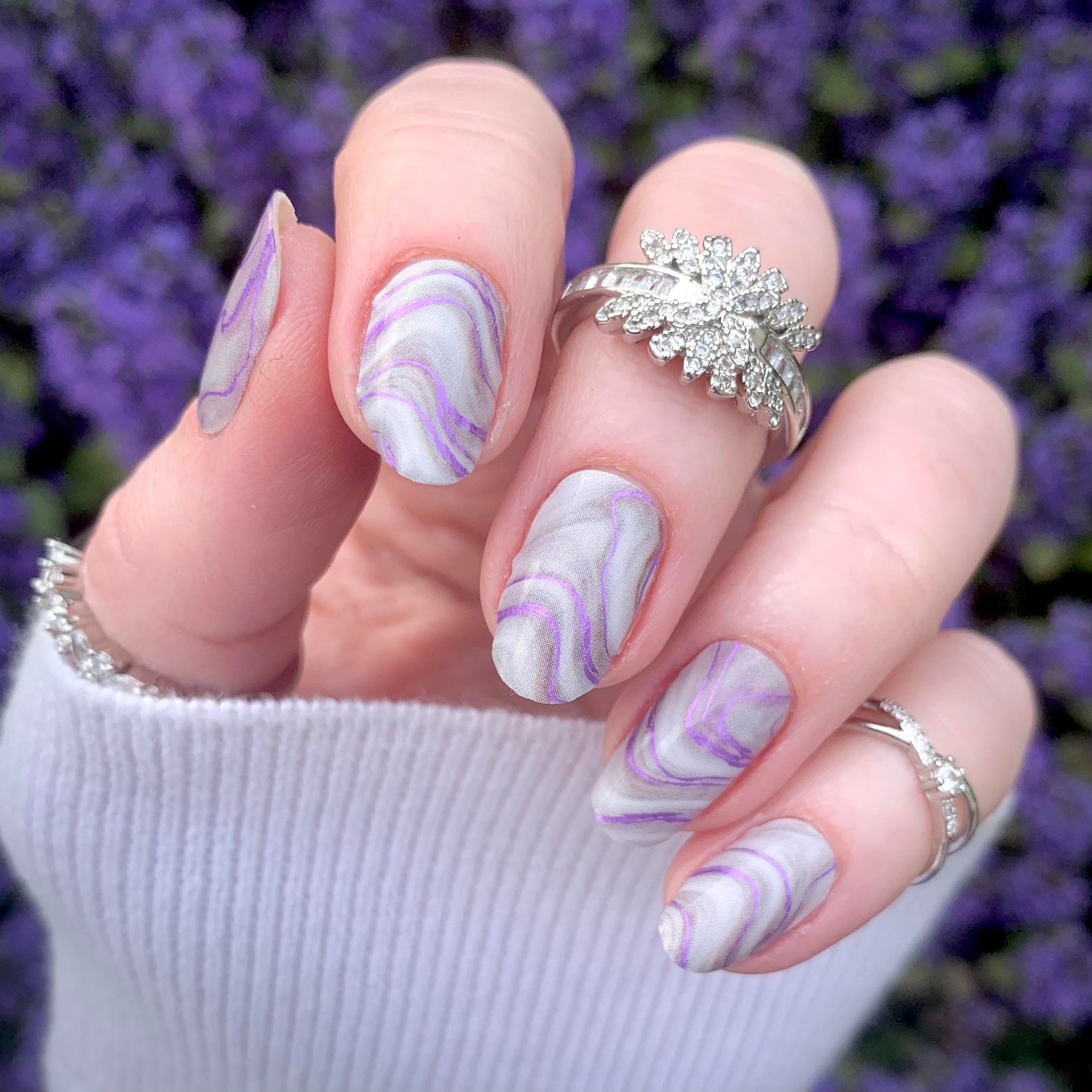 3d Lavender Nail Stickers Frosted Flower Leaf Decal Slider Nail Art  Decoration Matte Self Adhesive Diy Manicure Accessories Beno - Stickers &  Decals - AliExpress