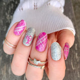 Pink Power Plaid Nail Wraps