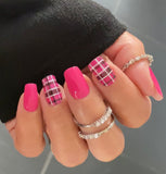 Pink Punch Plaid Nail Wraps