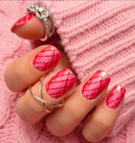 Strawberry Pop Plaid Nail Wraps