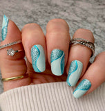 Icy Blue Wave Runner Nail Wraps