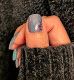 Teal Velvet Bloom Nail Wraps