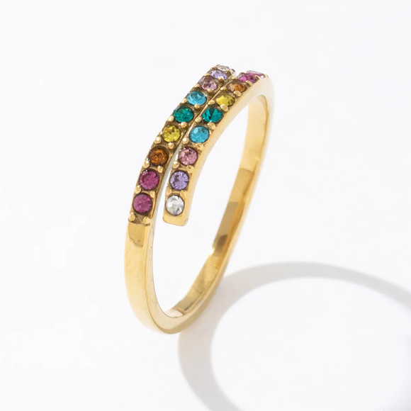 Ring - Double Rainbow (GoldTone/Adjustable)