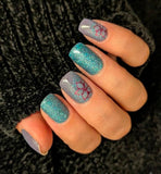 Teal Velvet Bloom Nail Wraps
