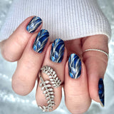 Cobalt Botanical Nail Wraps