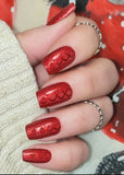 Crimson Knit Nail Wraps