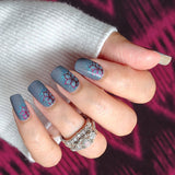Teal Velvet Bloom Nail Wraps