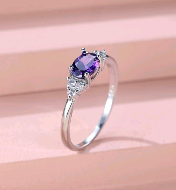 Ring - Amethyst Trio (SilverTone)