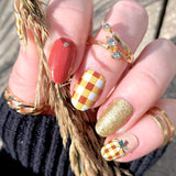 Pumpkin & Spice Plaid Nail Wraps