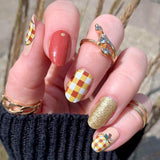 Pumpkin & Spice Plaid Nail Wraps