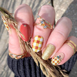 Pumpkin & Spice Plaid Nail Wraps