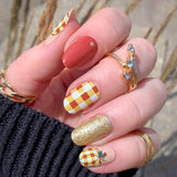 Pumpkin & Spice Plaid Nail Wraps