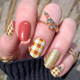 Pumpkin & Spice Plaid Nail Wraps