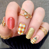 Pumpkin & Spice Plaid Nail Wraps