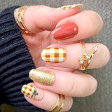 Pumpkin & Spice Plaid Nail Wraps