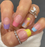 Französische Gel-Nagelfolien mit Pastellblumen (SG038)