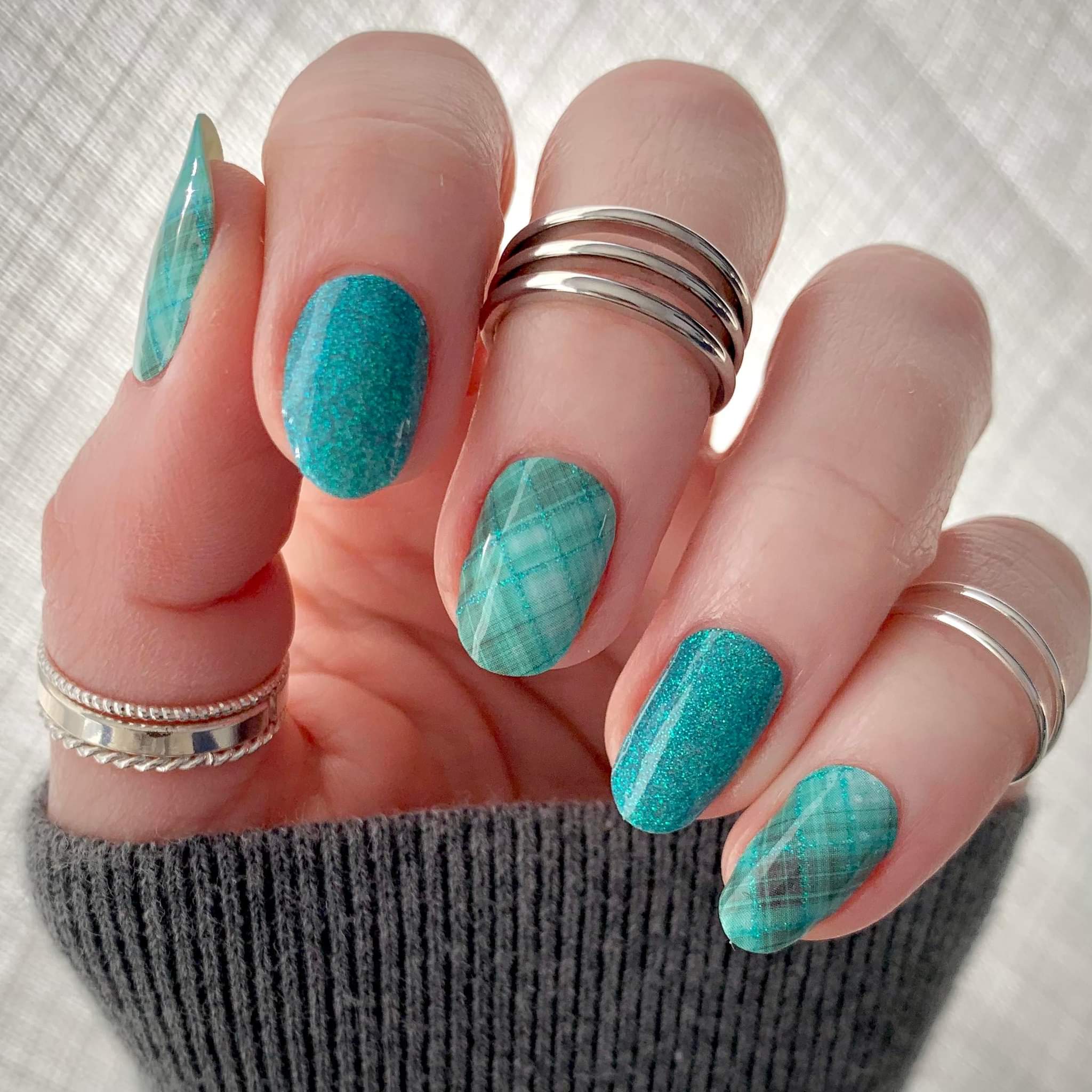 teal gel nail designs
