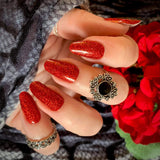 Lady In Red Nail Wraps (Wide, Glitter)