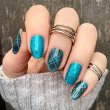 Turquoise Plaid Nail Wraps