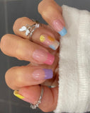 Französische Gel-Nagelfolien mit Pastellblumen (SG038)